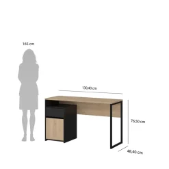 Bureaus< Bureau Boston Eiken / Zwart - 131x77x49 cm