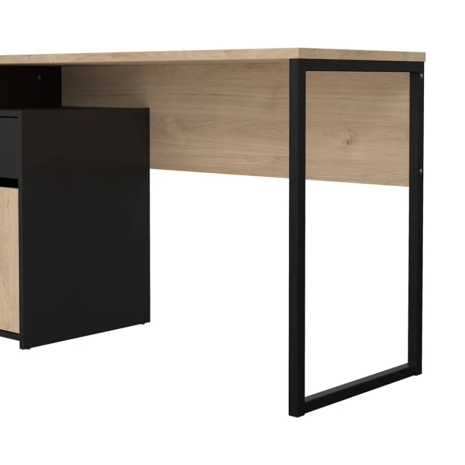 Bureaus< Bureau Boston Eiken / Zwart - 131x77x49 cm