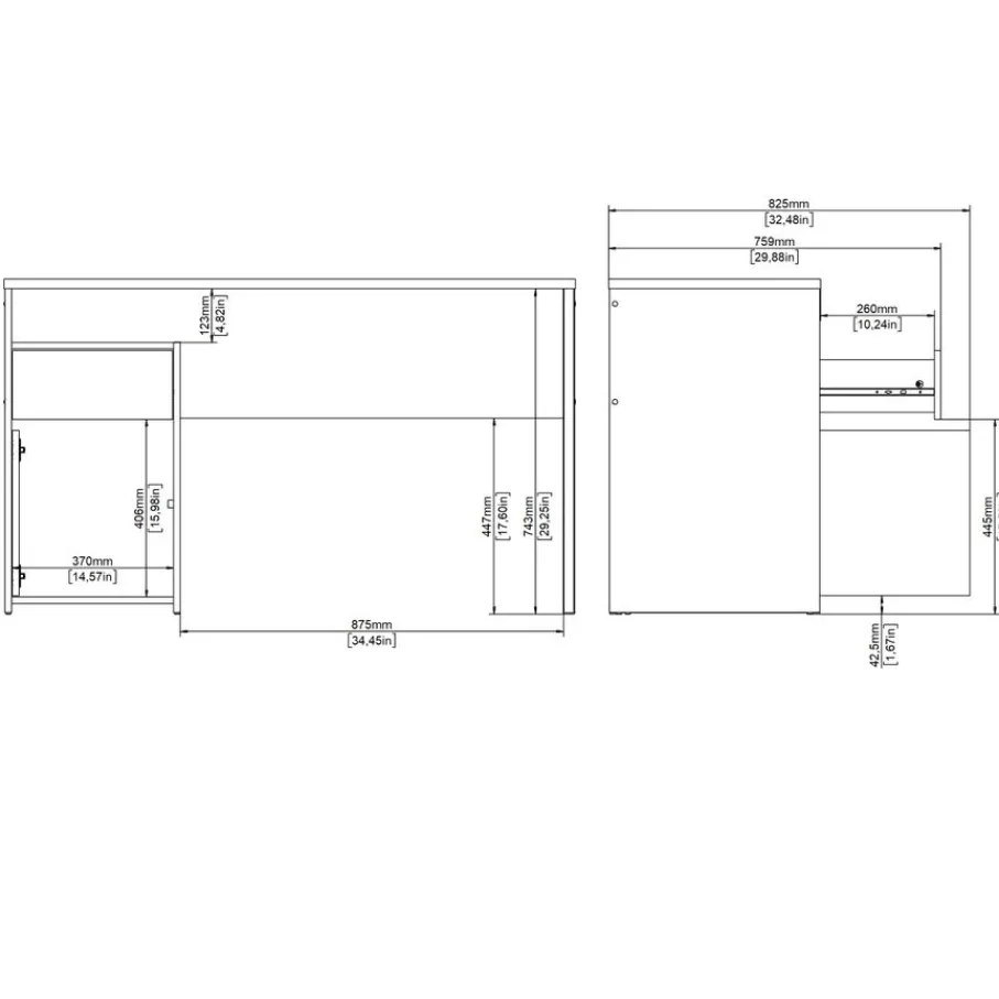 Bureaus< Bureau Boston Eiken / Zwart - 131x77x49 cm