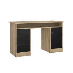 Bureaus< Bureau Boston Eiken / Zwart - 126x76x55 cm