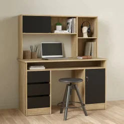 Bureaus< Bureau Boston Eiken / Zwart - 126x76x55 cm