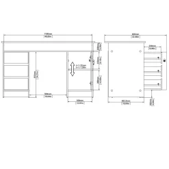 Bureaus< Bureau Boston Eiken / Zwart - 126x76x55 cm