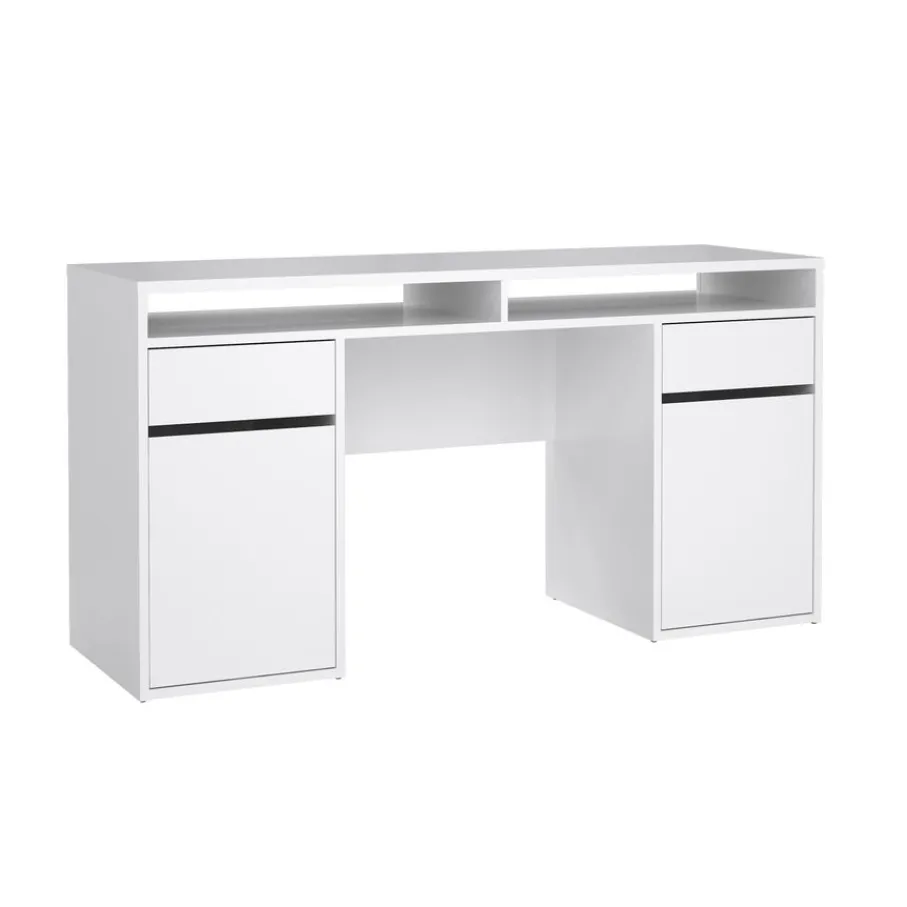 Bureaus< Bureau Boston Hoogglans Wit - 149x78x49 cm