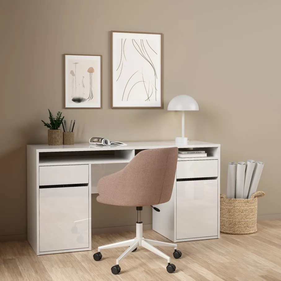 Bureaus< Bureau Boston Hoogglans Wit - 149x78x49 cm