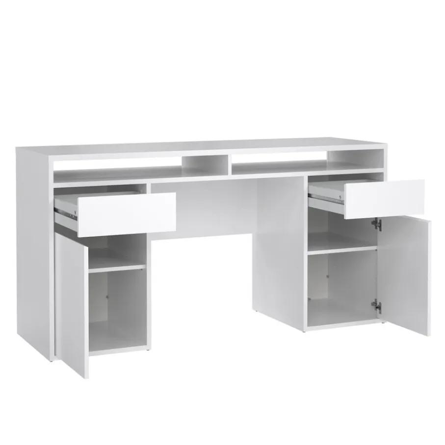 Bureaus< Bureau Boston Hoogglans Wit - 149x78x49 cm