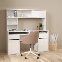 Bureaus< Bureau Boston Hoogglans Wit - 149x78x49 cm
