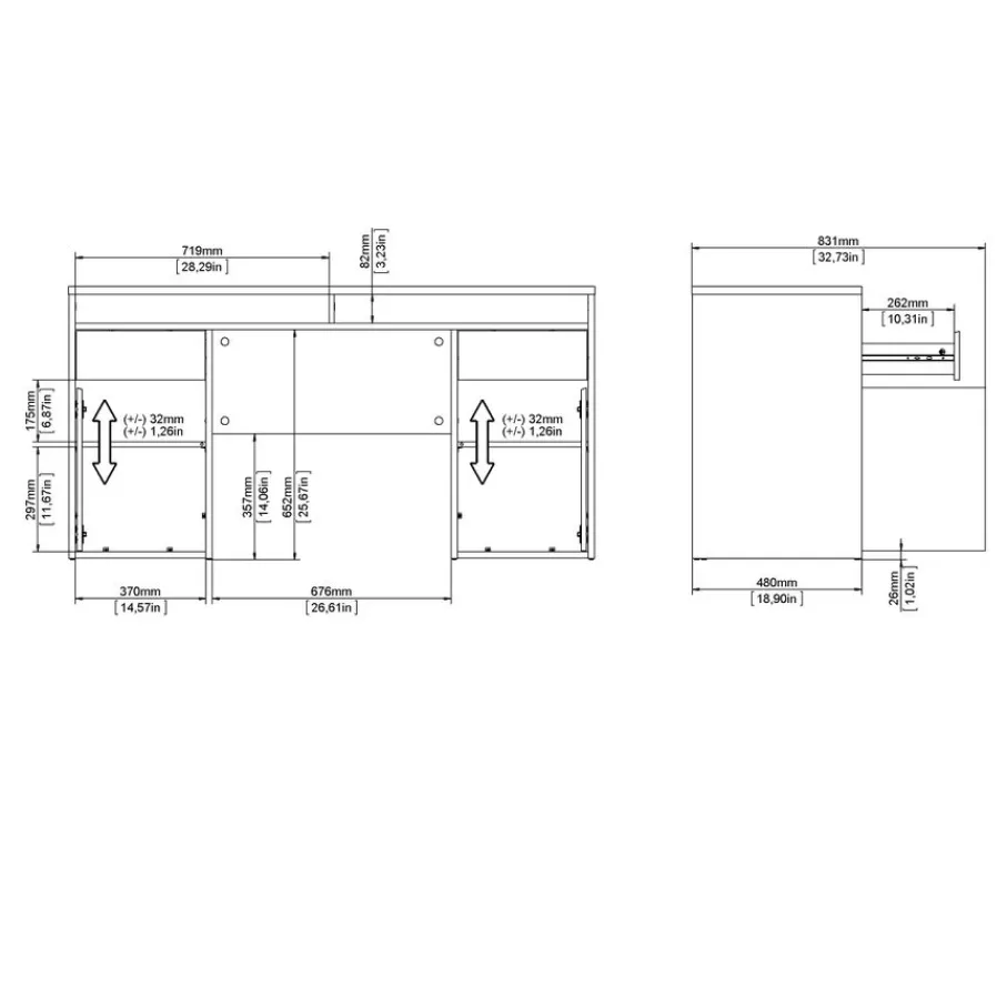 Bureaus< Bureau Boston Hoogglans Wit - 149x78x49 cm