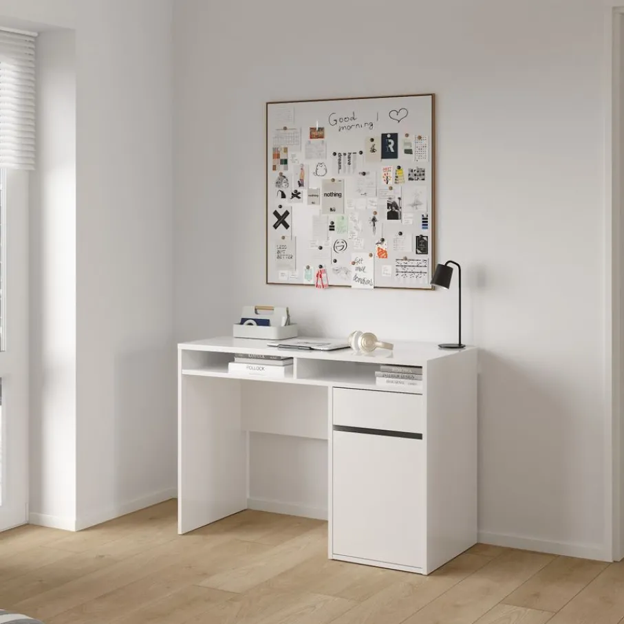 Bureaus< Bureau Boston Hoogglans Wit - 111x78x49 cm