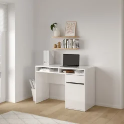 Bureaus< Bureau Boston Hoogglans Wit - 111x78x49 cm