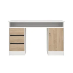 Bureaus< Bureau Boston Wit / Eiken - 126x76x55 cm