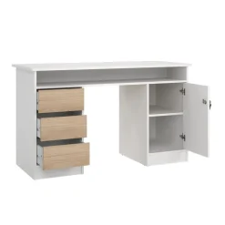 Bureaus< Bureau Boston Wit / Eiken - 126x76x55 cm