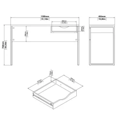 Bureaus< Bureau Boston Wit / Eiken - 130x77x49 cm