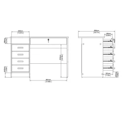Bureaus< Bureau Boston Wit - 110x76x49 cm