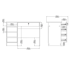 Bureaus< Bureau Boston Wit - 110x76x49 cm