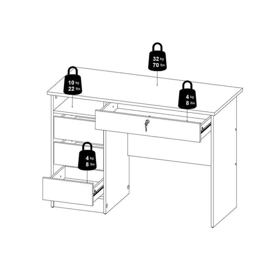 Bureaus< Bureau Boston Wit - 110x76x49 cm