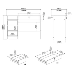 Bureaus< Bureau Boston Wit - 110x76x49 cm