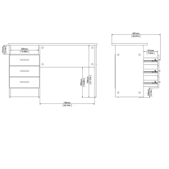 Bureaus< Bureau Boston Wit - 121x73x49 cm