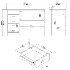Bureaus< Bureau Boston Wit - 110x76x49 cm