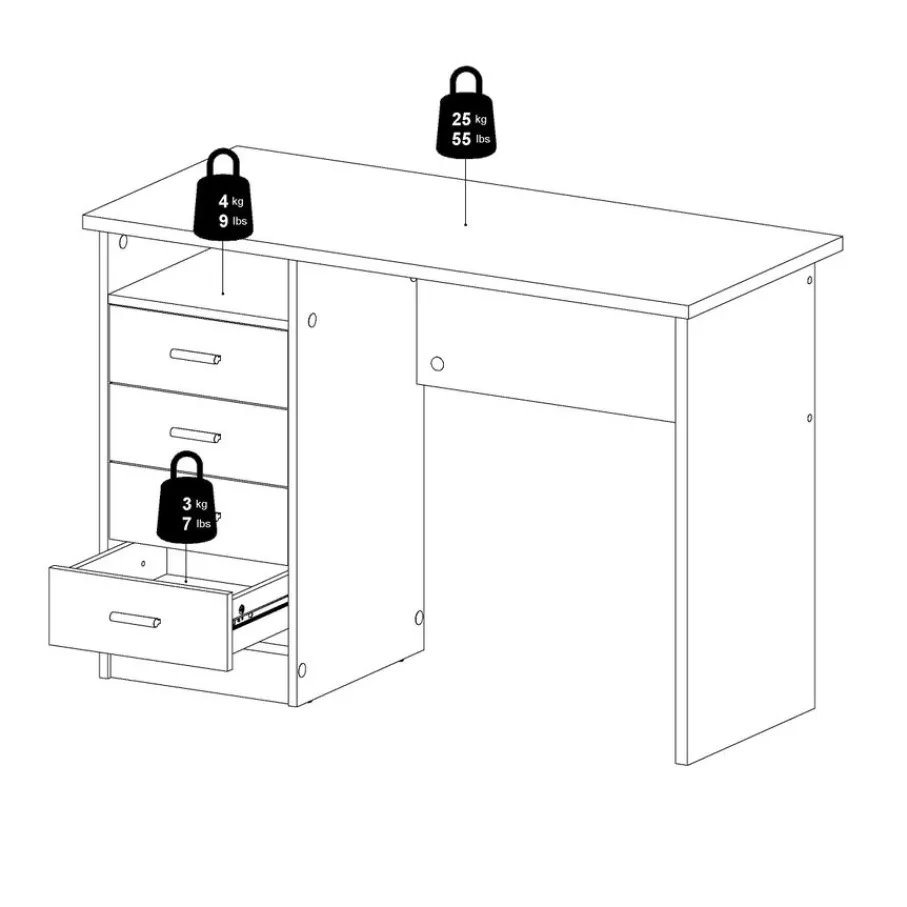 Bureaus< Bureau Boston Wit - 110x76x49 cm