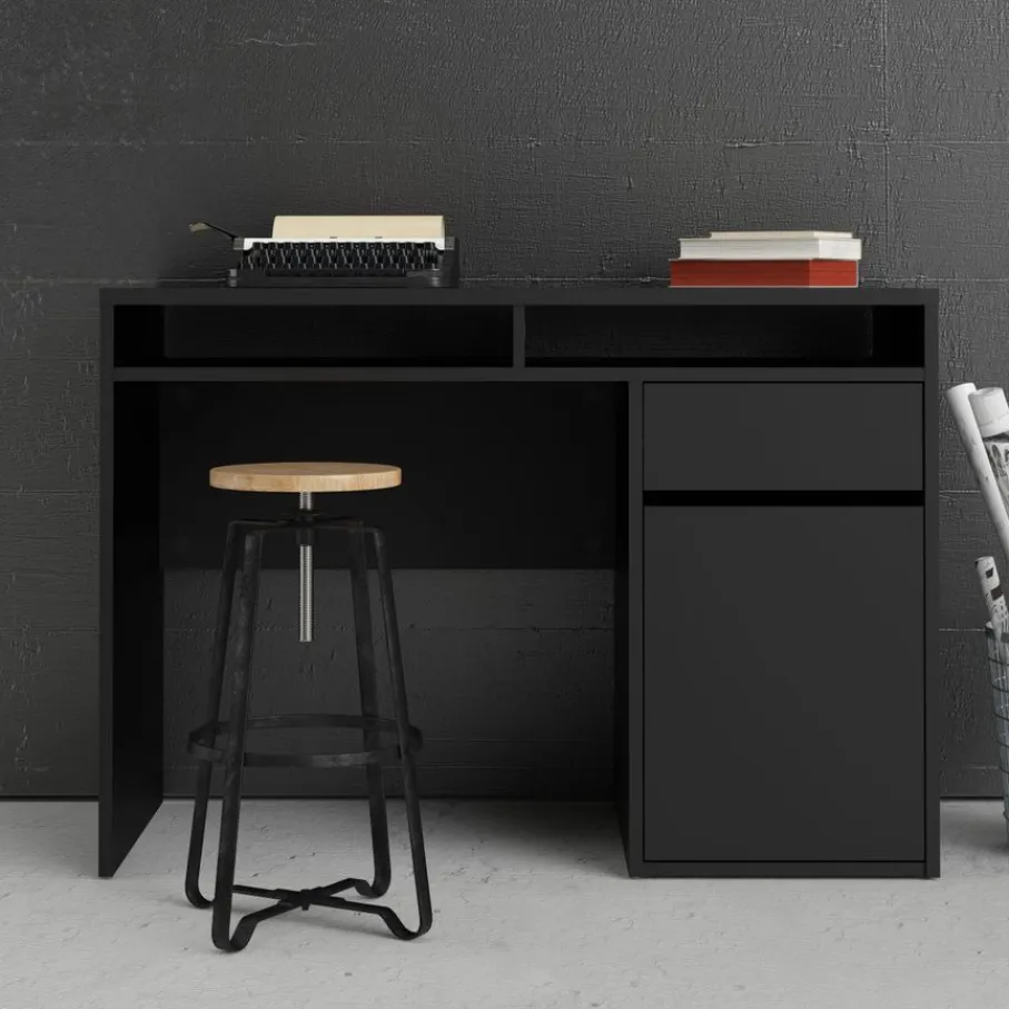Bureaus< Bureau Boston Zwart - 111x78x49 cm