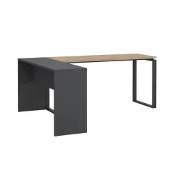 Bureaus< Bureau Bram Donkergrijs / Eiken - 150x76x60 / 150x76x40 cm