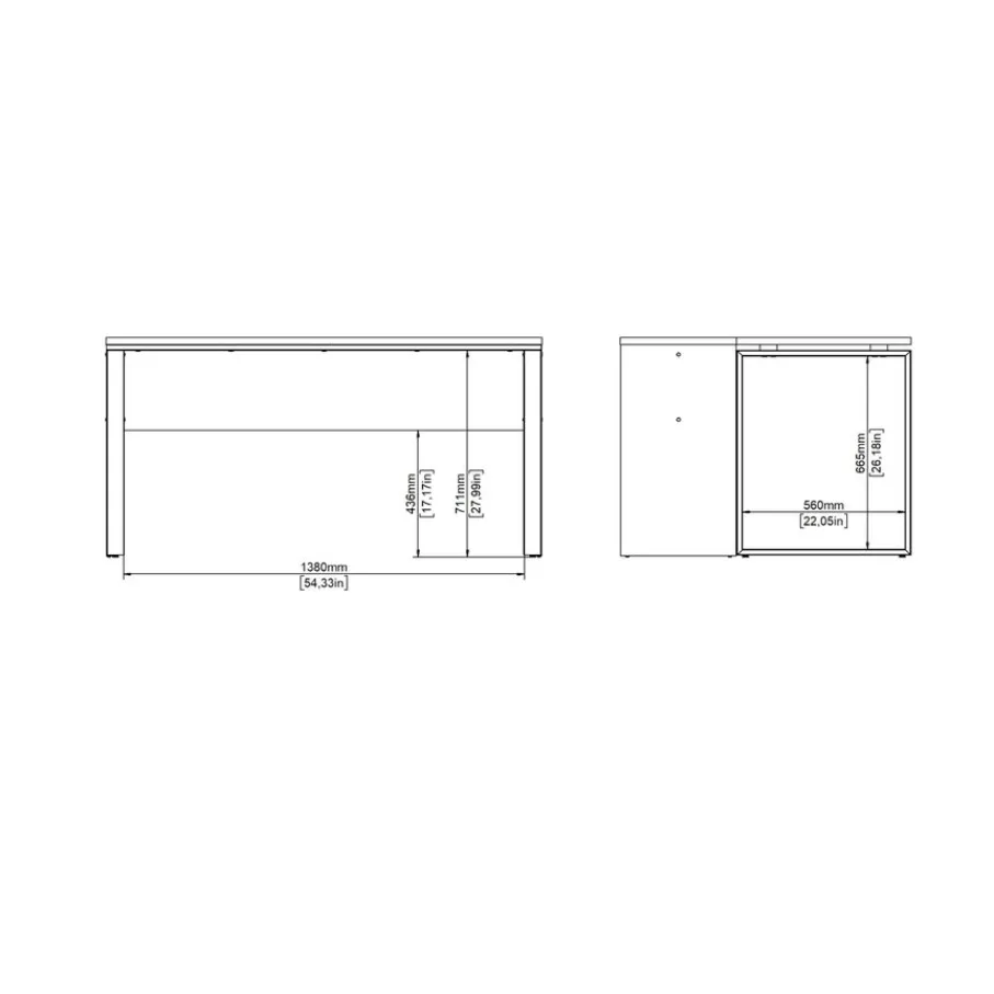 Bureaus< Bureau Bram Donkergrijs / Eiken - 150x76x60 / 150x76x40 cm