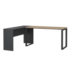 Bureaus< Bureau Bram Donkergrijs / Eiken - 150x76x60 / 150x76x40 cm