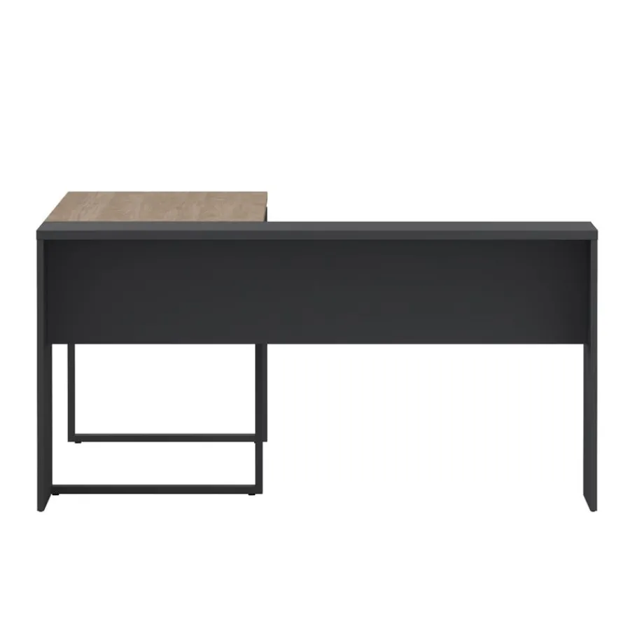 Bureaus< Bureau Bram Donkergrijs / Eiken - 150x76x60 / 150x76x40 cm