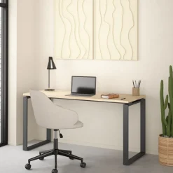 Bureaus|Sidetables< Bureau Bram Eiken / Donkergrijs - 150x76x60 cm