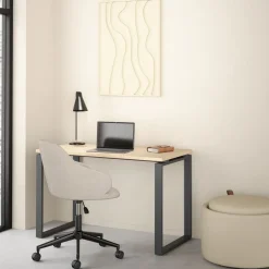 Bureaus|Sidetables< Bureau Bram Eiken / Donkergrijs - 120x76x60 cm