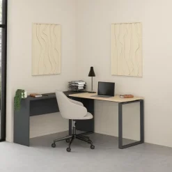 Bureaus|Sidetables< Bureau Bram Eiken / Donkergrijs - 120x76x60 cm