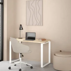 Bureaus|Sidetables< Bureau Bram Eiken / Wit - 120x76x60 cm