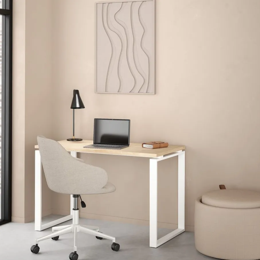 Bureaus|Sidetables< Bureau Bram Eiken / Wit - 120x76x60 cm