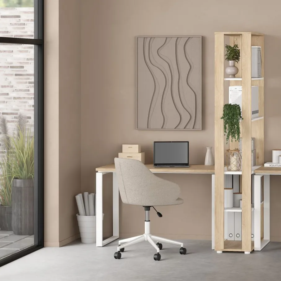 Bureaus|Sidetables< Bureau Bram Eiken / Wit - 120x76x60 cm