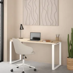 Bureaus|Sidetables< Bureau Bram Eiken / Wit - 150x76x60 cm