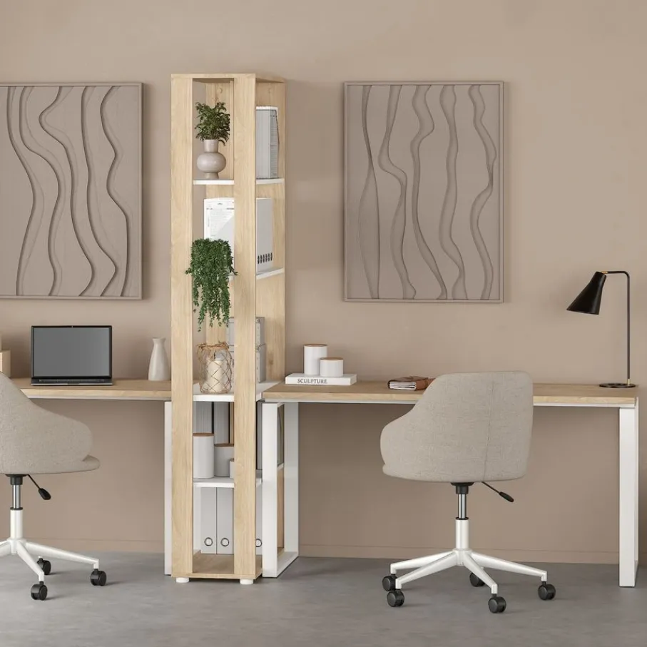 Bureaus|Sidetables< Bureau Bram Eiken / Wit - 150x76x60 cm