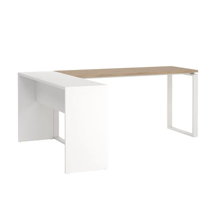 Bureaus< Bureau Bram Wit / Eiken - 150x76x60 / 150x76x40 cm