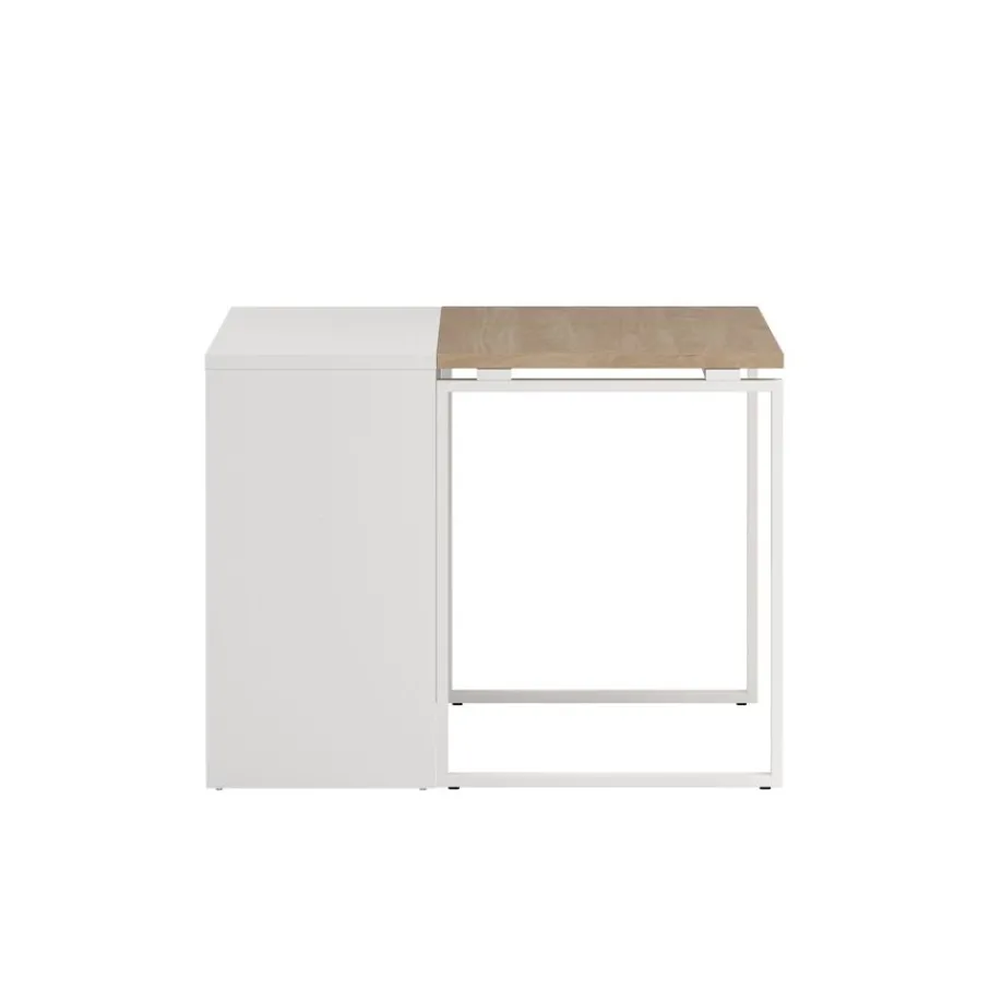 Bureaus< Bureau Bram Wit / Eiken - 150x76x60 / 150x76x40 cm
