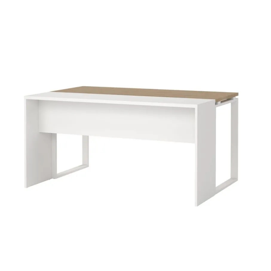 Bureaus< Bureau Bram Wit / Eiken - 150x76x60 / 150x76x40 cm