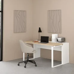 Bureaus< Bureau Bram Wit / Eiken - 150x76x60 / 150x76x40 cm