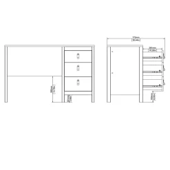 Bureaus< Bureau Dallas Zwart - 121x77x48 cm
