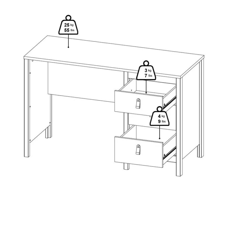 Bureaus< Bureau Dallas Zwart - 121x77x48 cm