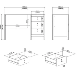 Bureaus< Bureau Dallas Zwart - 121x77x48 cm