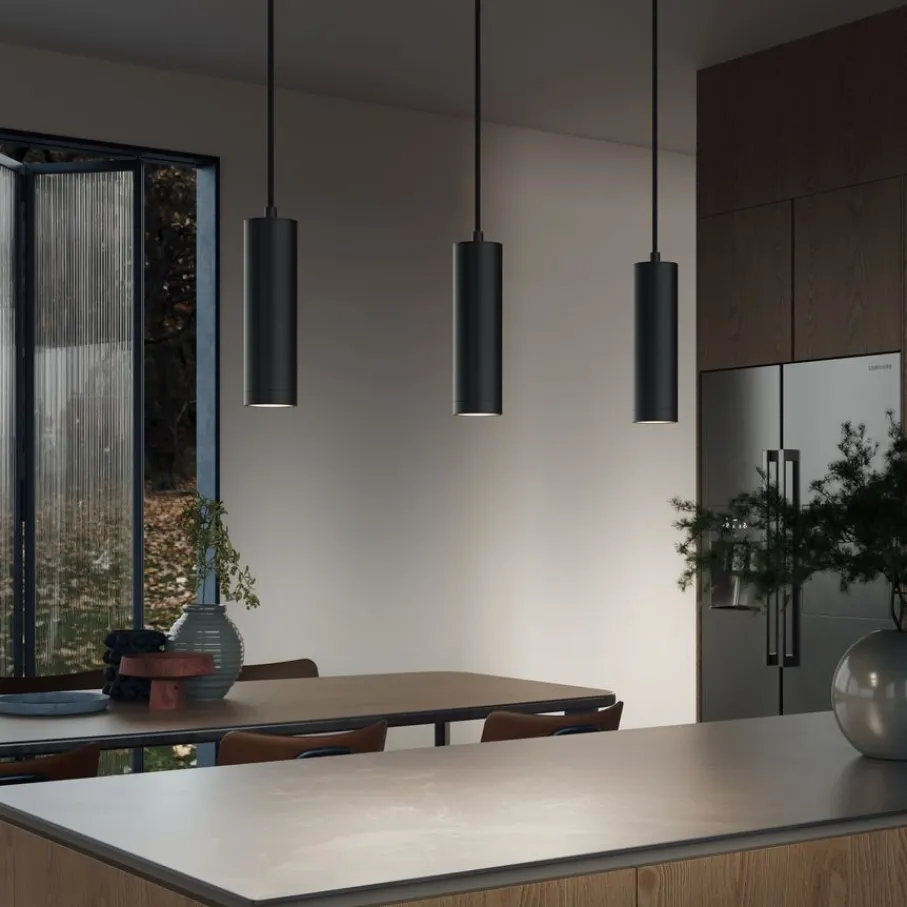 Hanglampen<Calex Hanglamp Pendel Zwart - 3 x GU10 - 75x10 cm