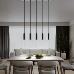 Hanglampen<Calex Hanglamp Pendel Zwart - 5 x GU10 - 100x10 cm