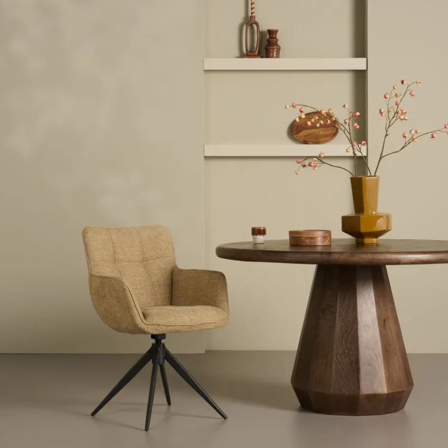 Eetkamerstoelen< Draaibare Eetkamerstoel Bente Mosterdgeel