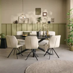 Eetkamerstoelen< Draaibare Eetkamerstoel Bjorna Beige