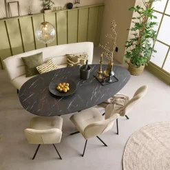 Eetkamerstoelen< Draaibare Eetkamerstoel Bjorna Beige