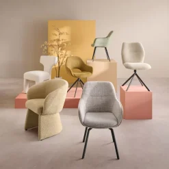 Eetkamerstoelen< Draaibare Eetkamerstoel Bjorna Beige