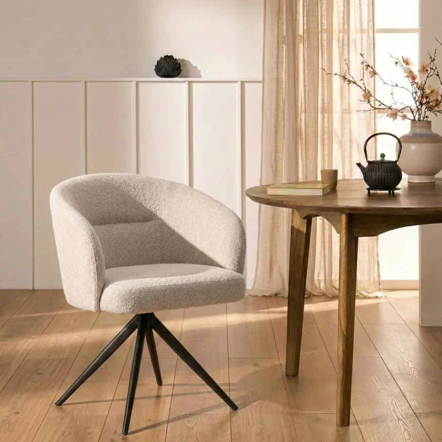 Eetkamerstoelen< Draaibare Eetkamerstoel Connor Greige